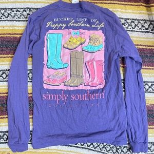 Simply Southern Long Sleeve Crewneck Rain Boot Graphic Shirt Size Women's Small